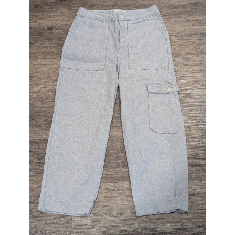 Anthropologie Pilcro And The Letterpress Seersucker White Blue Wide Leg Pants 30